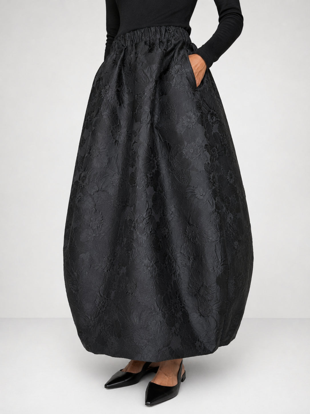 Gonna lunga in jacquard floreale