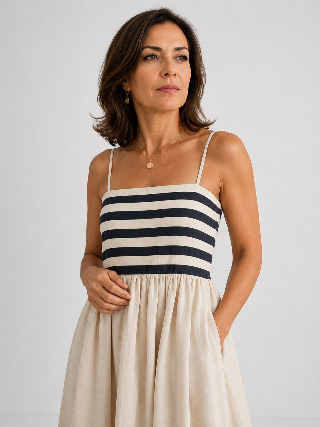 Vestido Largo de Rayas con Tirantes