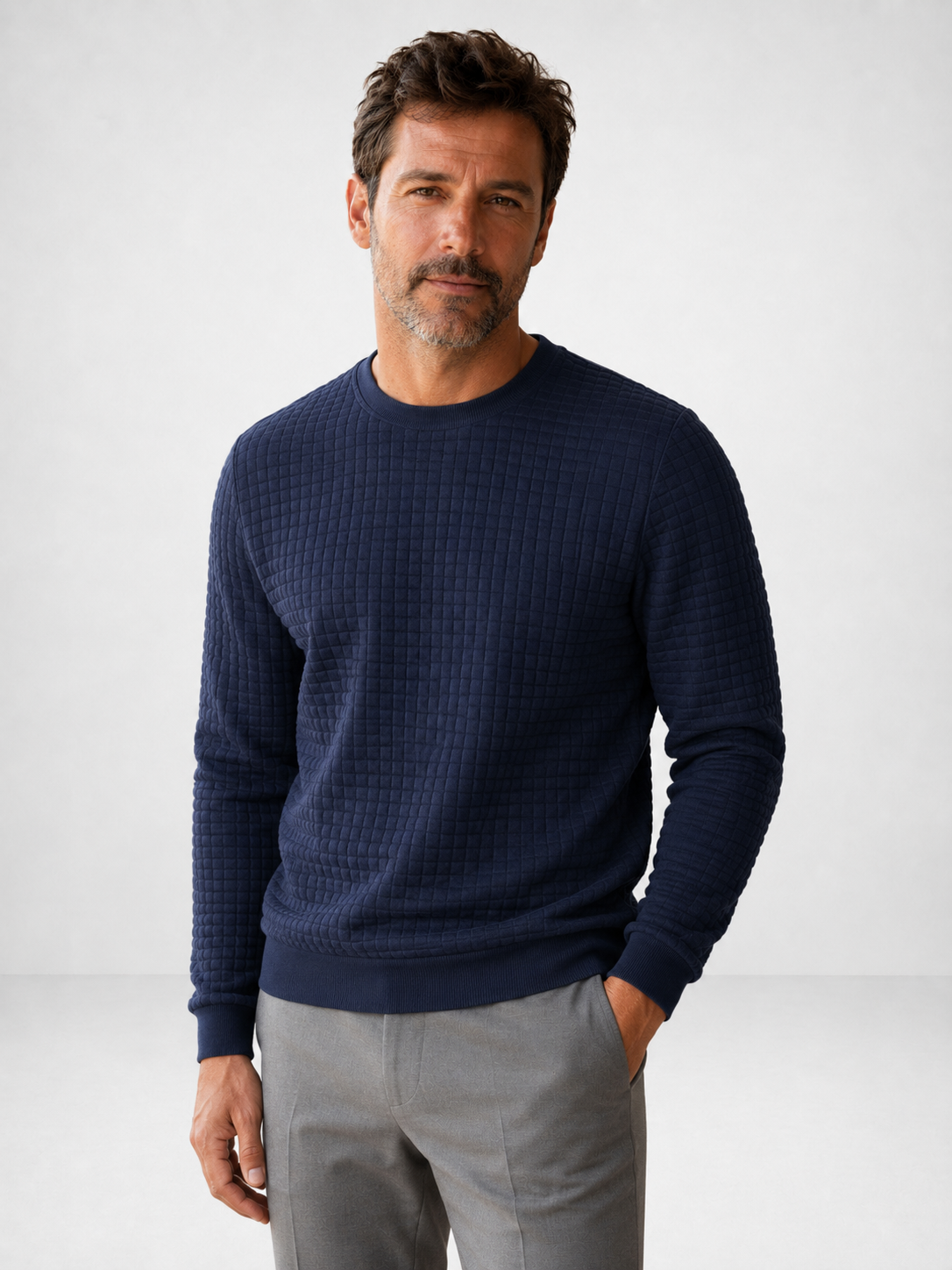 Jersey de Punto Texturizado con Cuello Redondo