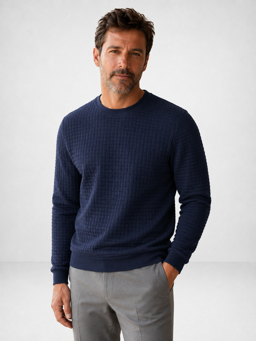 Jersey de Punto Texturizado con Cuello Redondo