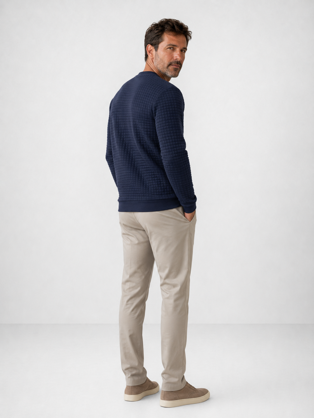 Jersey de Punto Texturizado con Cuello Redondo