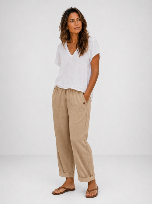 Pantalón cintura elástica bajo doblado