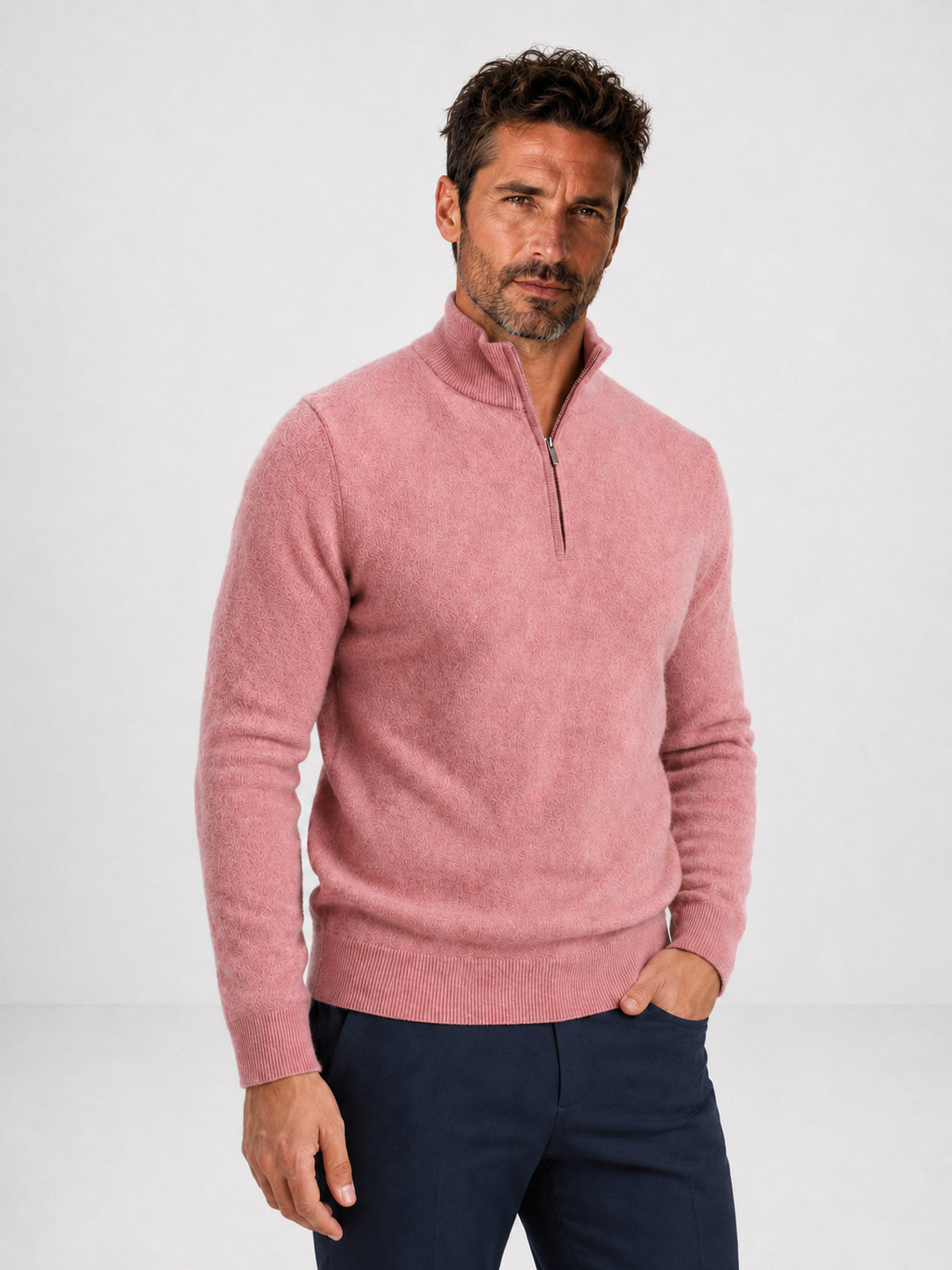 Maglione in maglia con mezza zip