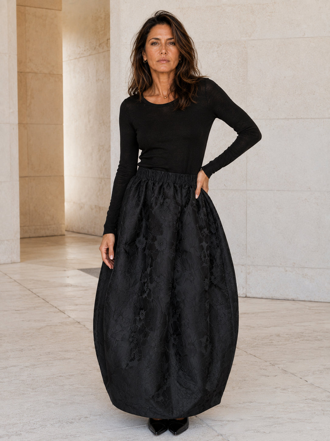 Gonna lunga in jacquard floreale