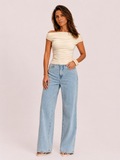 Top mujer off ajustado detalle metálico