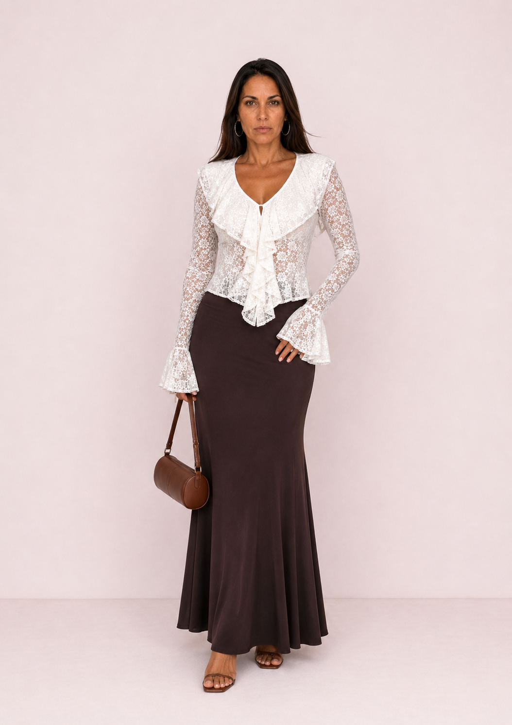 Blusa encaje blanca semitransparente