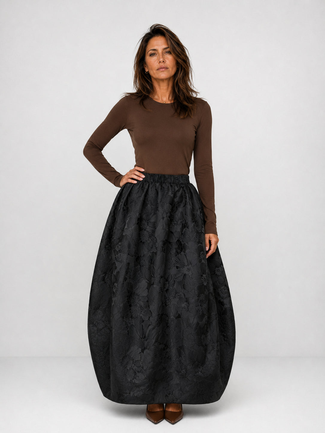 Gonna lunga in jacquard floreale