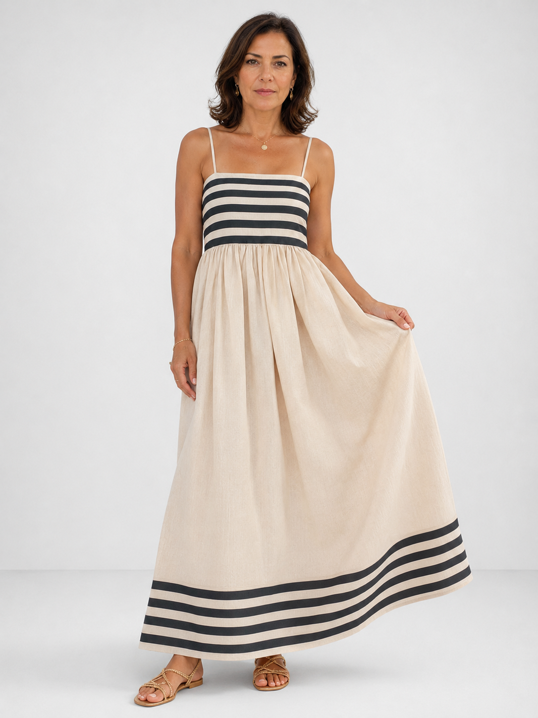 Vestido Largo de Rayas con Tirantes