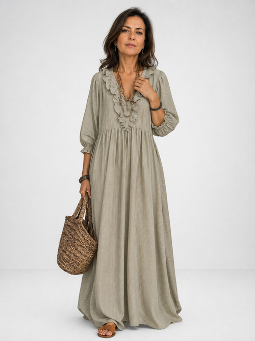 Vestido Largo Vaporoso con Volantes