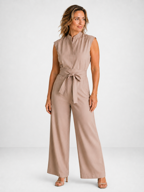 Mono elegante con cinturón de lazo