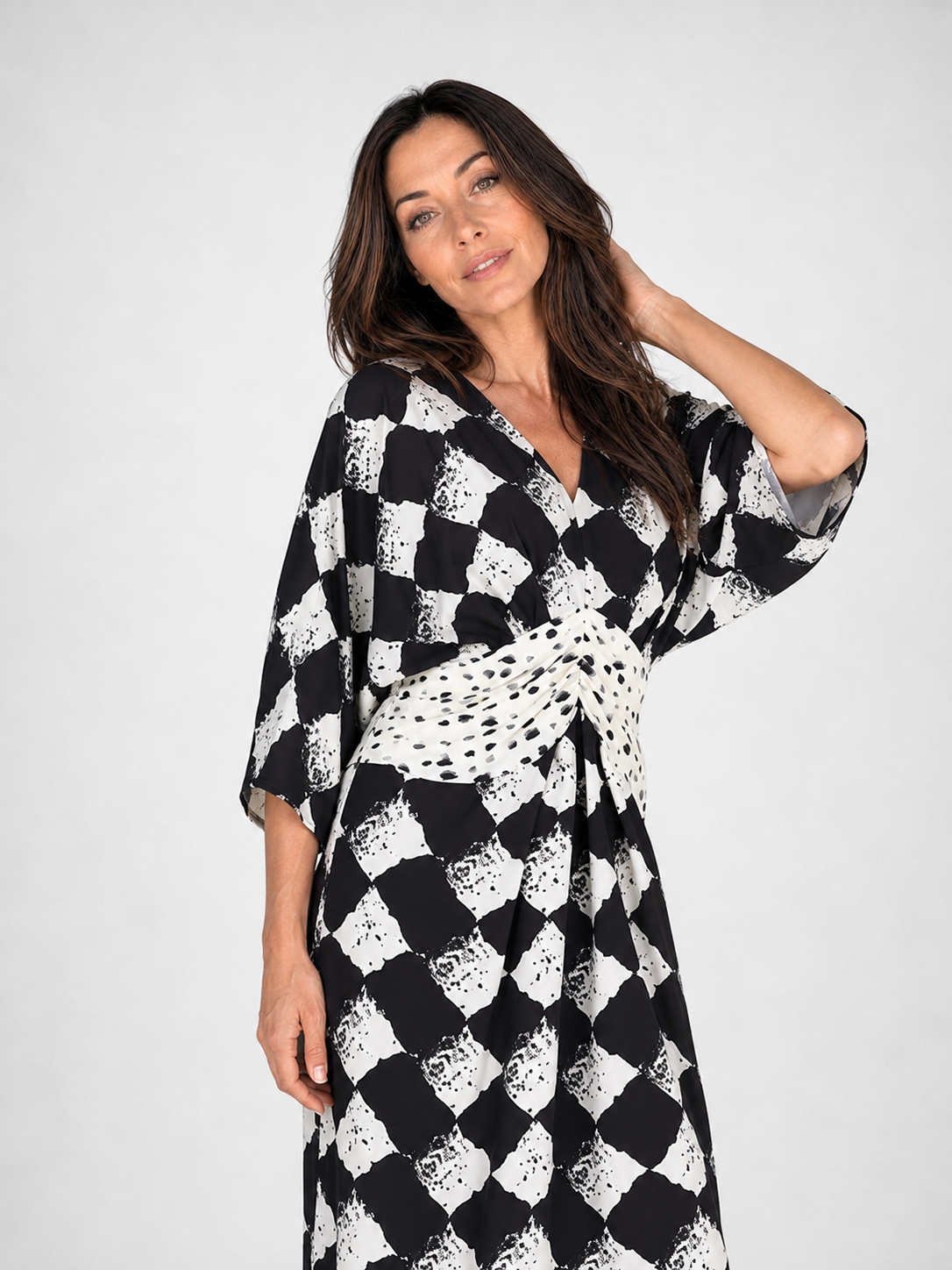 Vestido Largo Estampado con Nudo