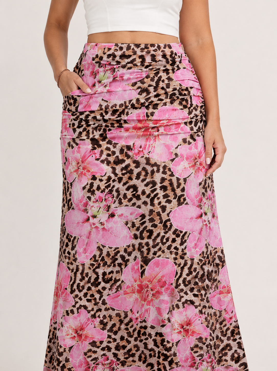 Falda larga con estampado floral