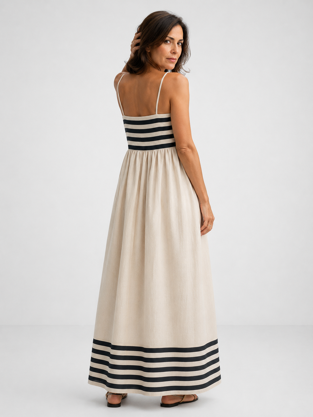 Vestido Largo de Rayas con Tirantes