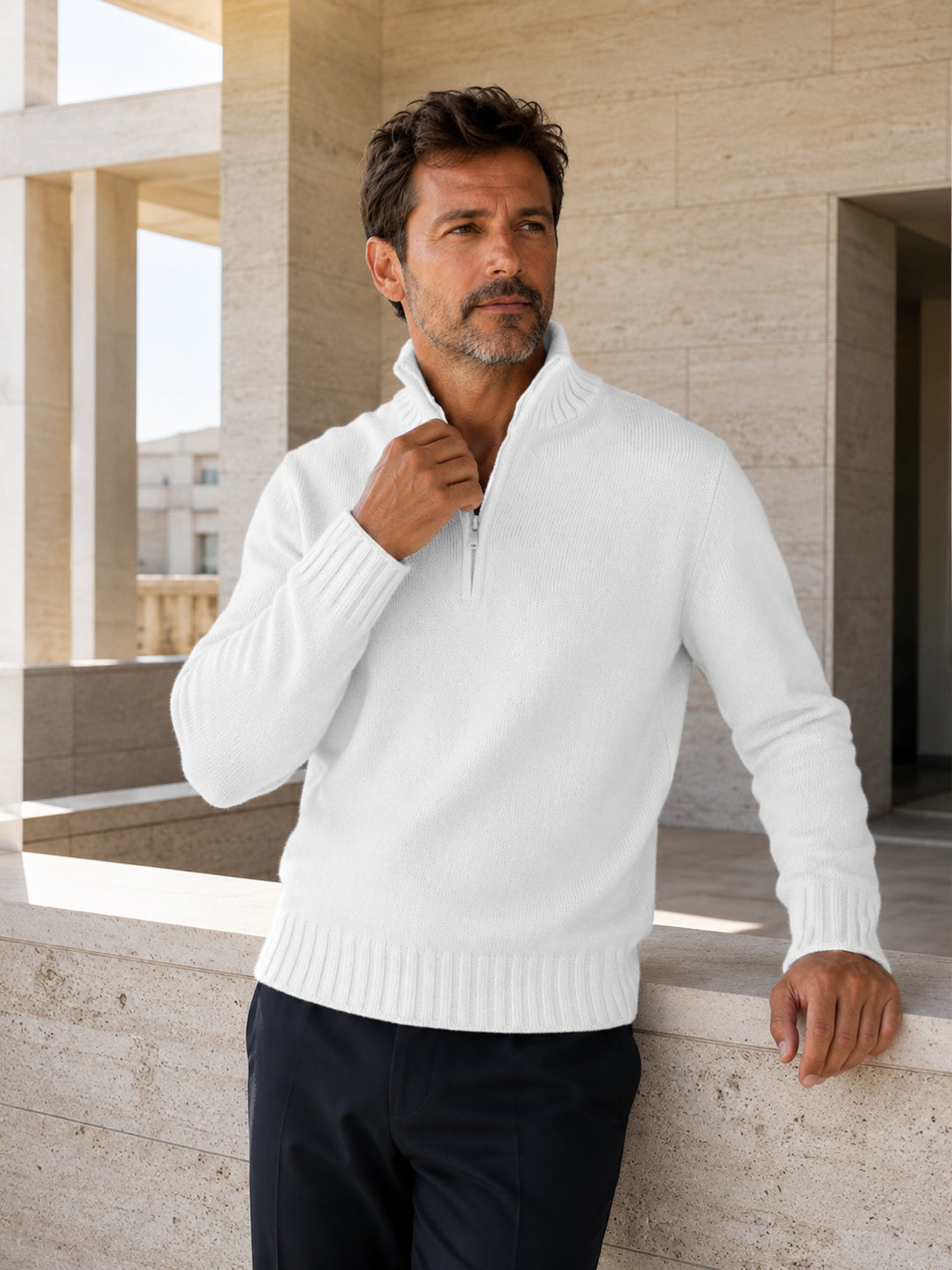 Maglione in maglia con mezza zip