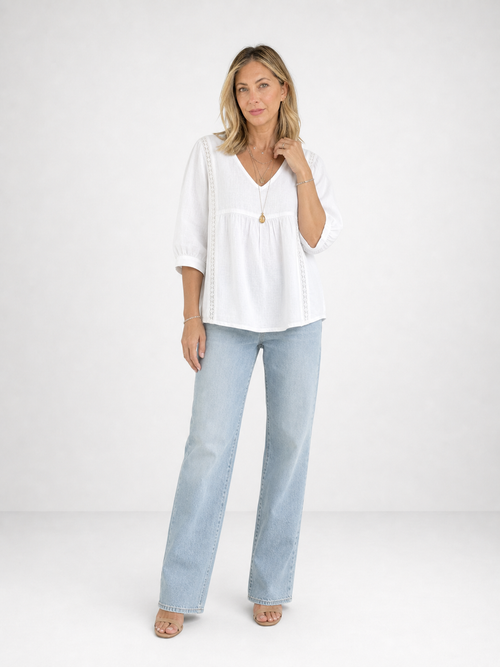 Blusa de Lino con Calados