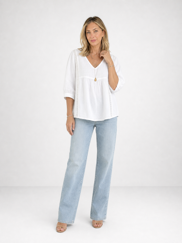Blusa de Lino con Calados