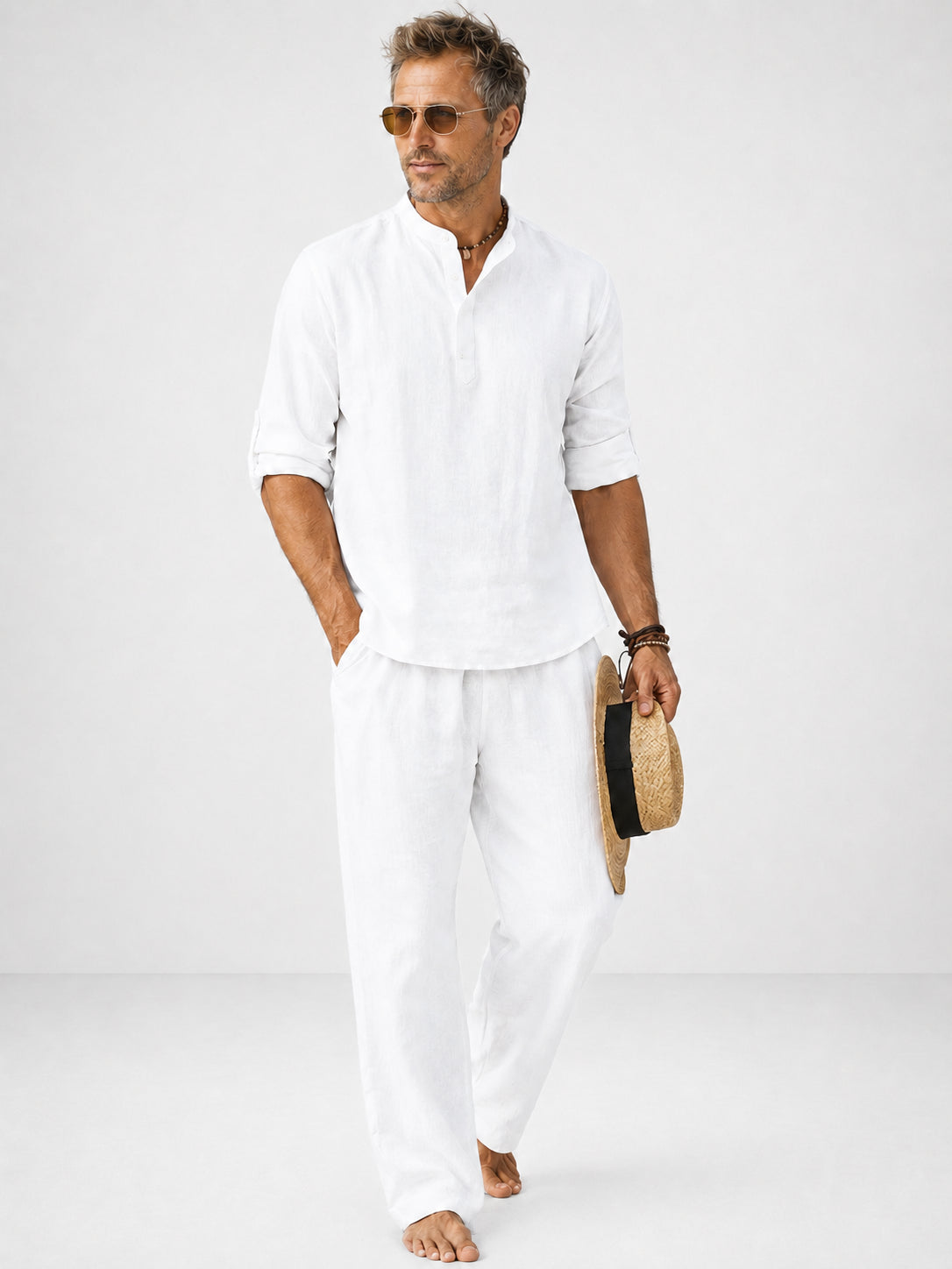 Completo sartoriale in lino bianco