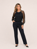 Blusa de manga larga con cuello brillante
