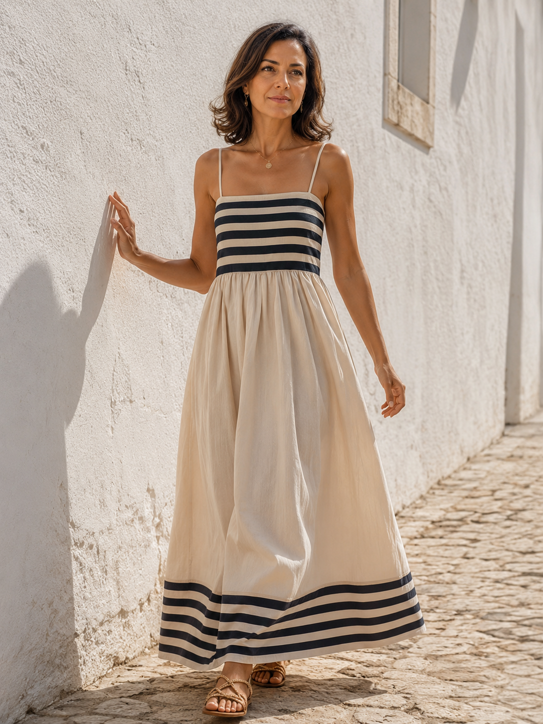 Vestido Largo de Rayas con Tirantes