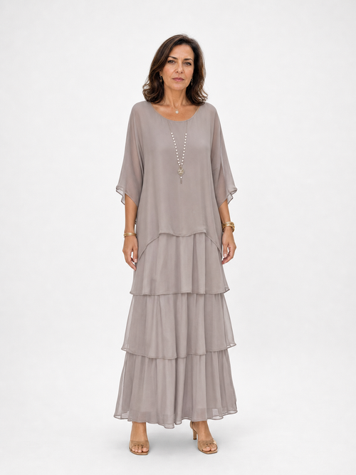Vestido Largo con Falda de Volantes