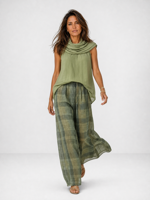 Conjunto de Lino y Pantalón Estampado