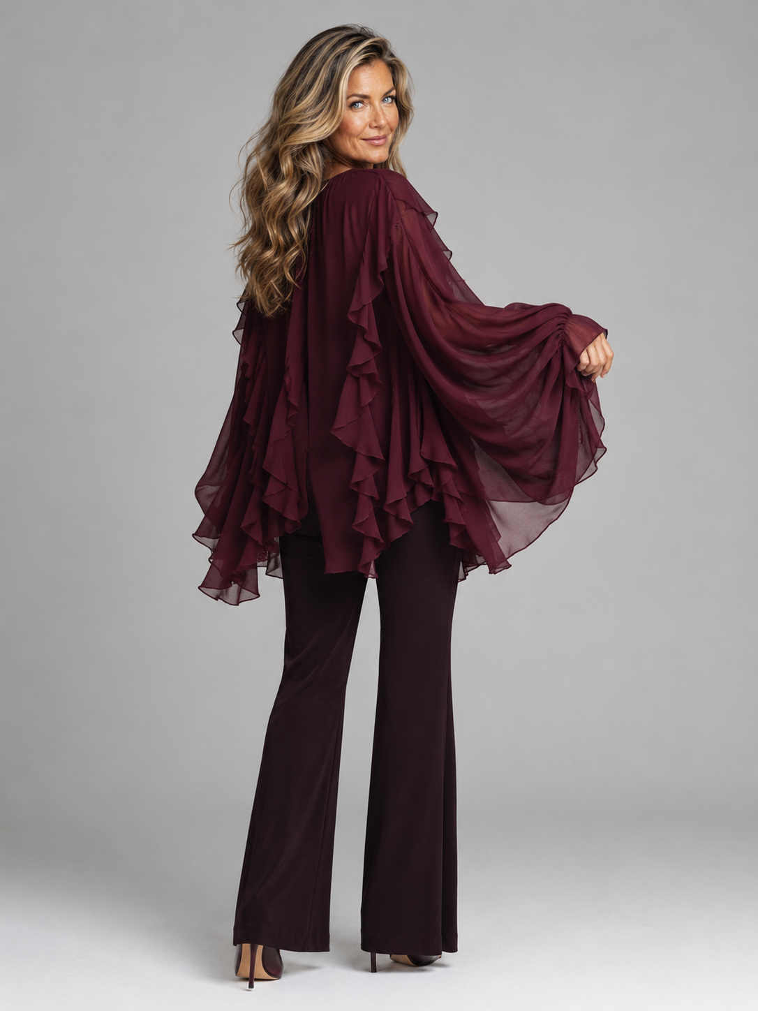 Blusa de Volantes con Manga Amplia